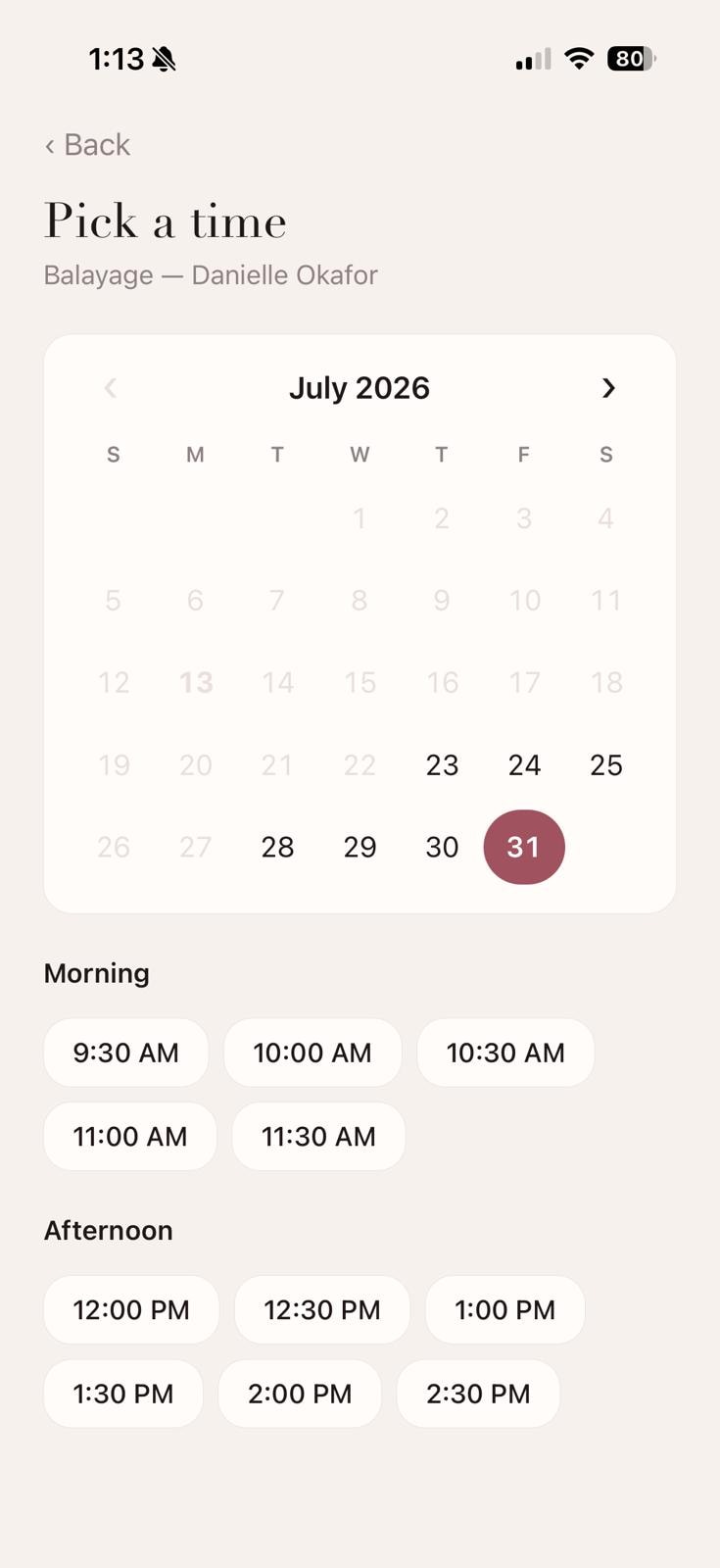 Juniper: Salon Booking — app screen