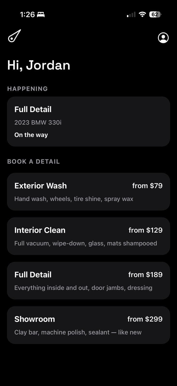 Comet: Mobile Detailing — One page for the customer.